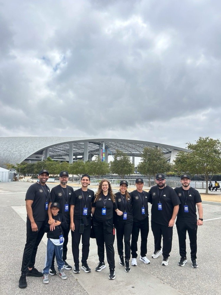 Sun Global team in front of SoFi Stadium during the FIFA World Cup 2026